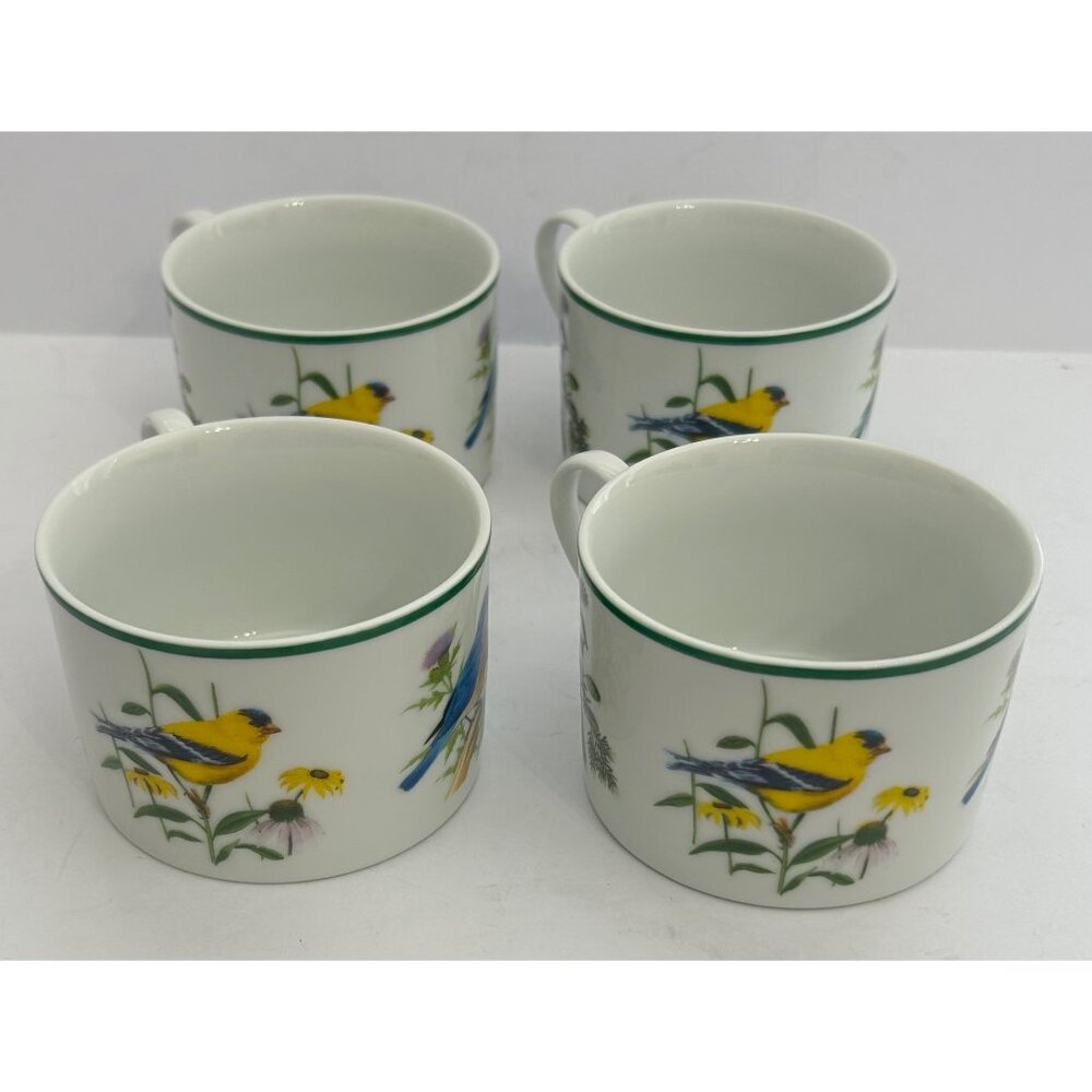 4 Songbirds Coffee Tea Cups Porcelain Cardinal Bluebird Goldfinch Chickadee VTG - Picture 3 of 12